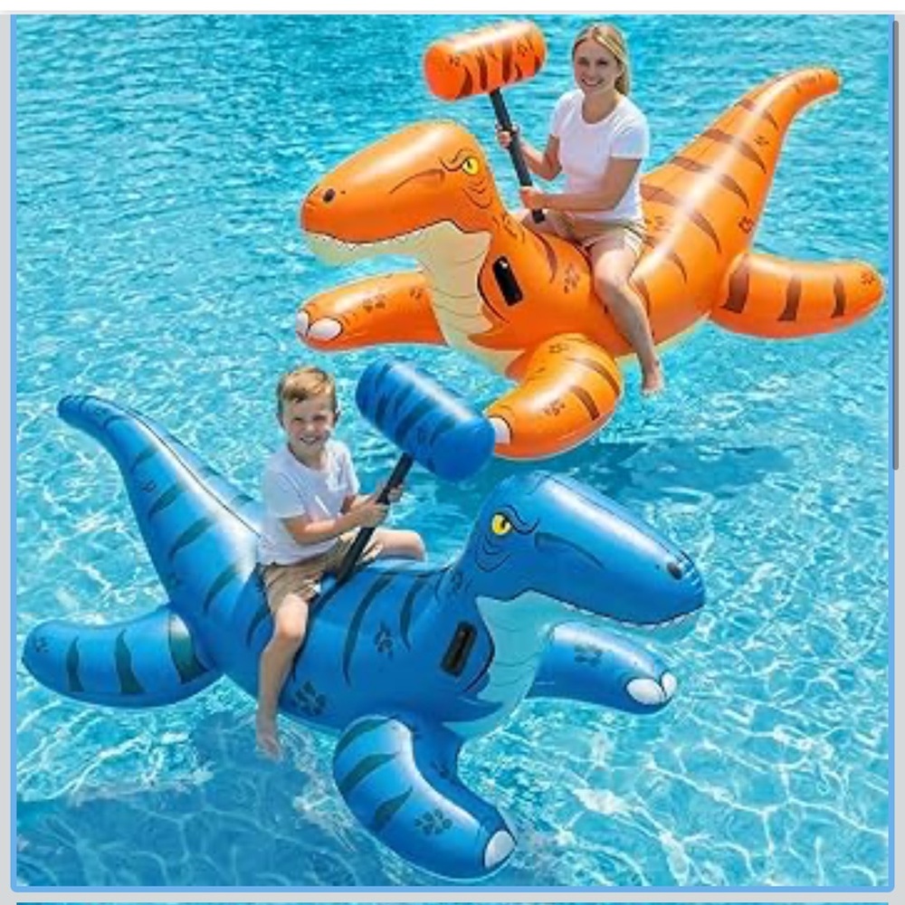 Pool games toys floats  Inflatable Dino Ride-On with Hammer